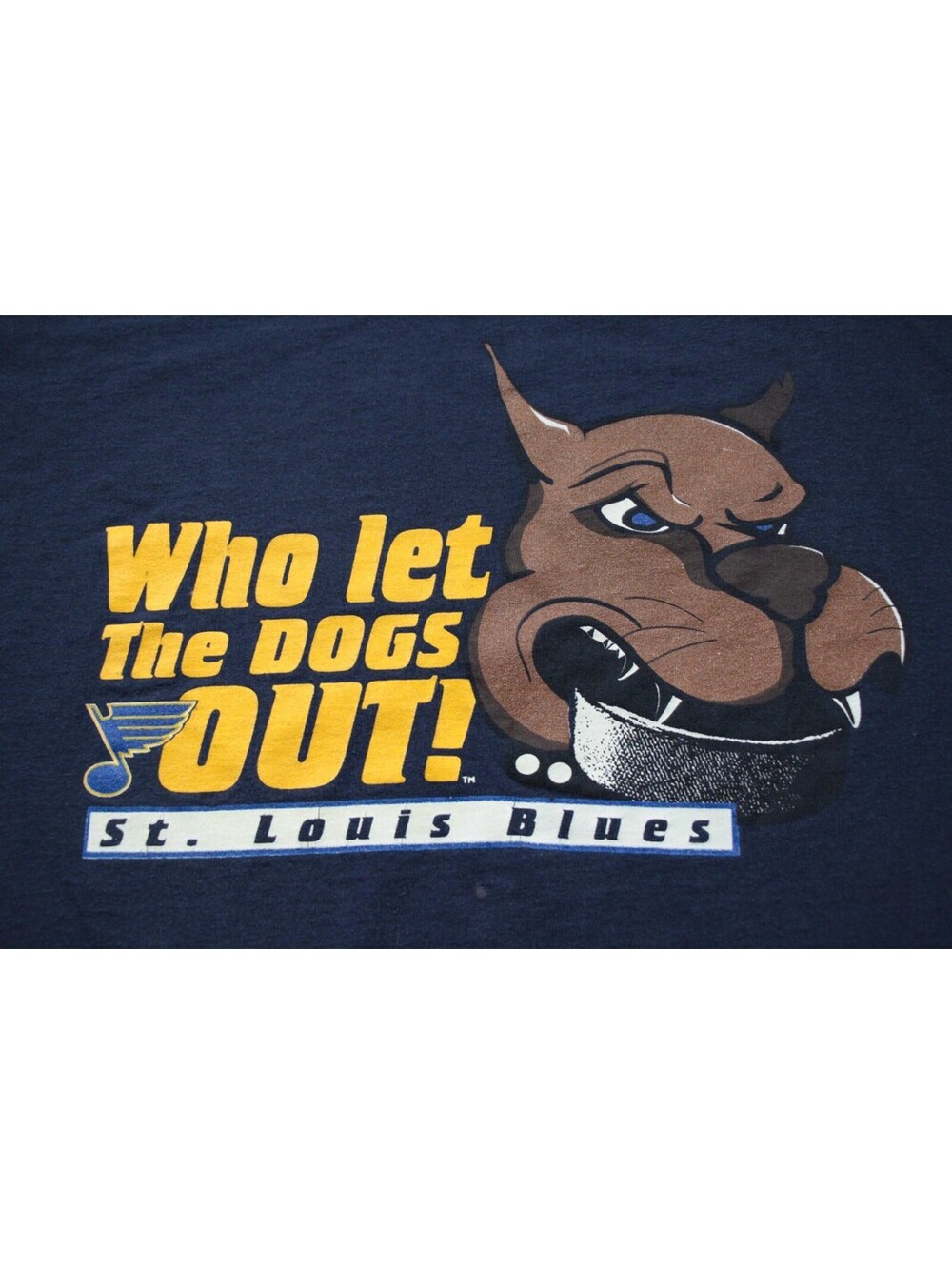 Vintage Y2K 00s St. Louis Blues T-Shirt Hockey XL Distressed Who Let Dogs Out